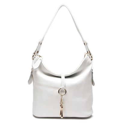 Zency Genuine Leather Women’s Hobo Bag – Elegant Medium Shoulder Handbag with Ring Detail