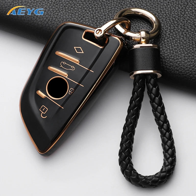TPU Smart Remote Key Case Cover for BMW with Keychain