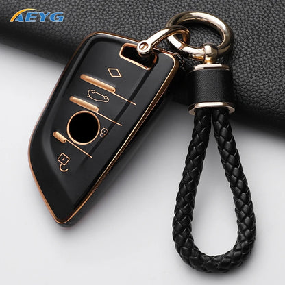 TPU Smart Remote Key Case Cover for BMW with Keychain
