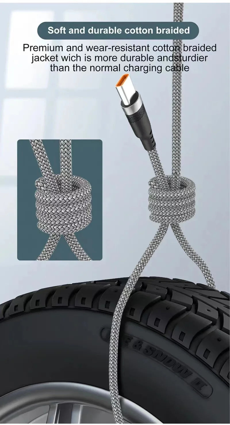 USB-C Fast Charging Cable 5A – Super Fast Charge for iPhone 15/16/17, Samsung, Huawei & More