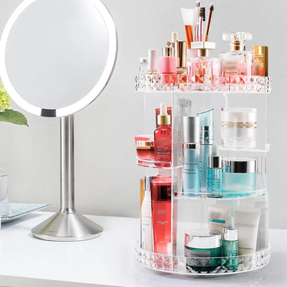 360° Rotating Makeup Organizer Clear Turntable Lazy Susan Organizer Spinning Cosmetic Storage Display Case Cosmetic Organiser