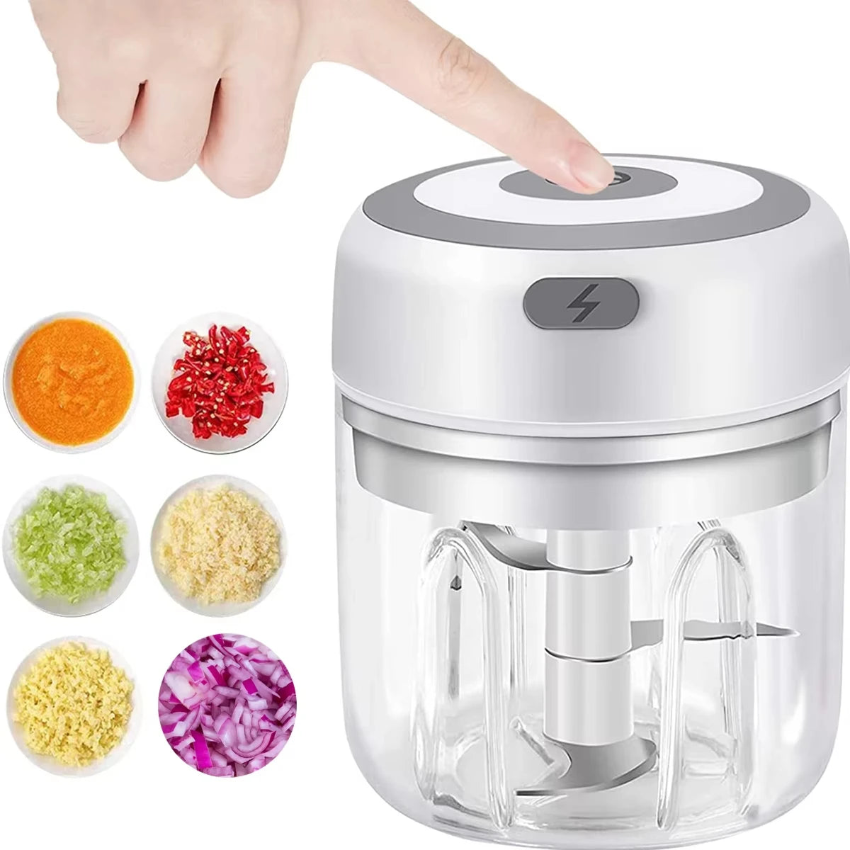 Electric Garlic Mincer 250ml – USB Portable Mini Food Chopper for Vegetables & Onion