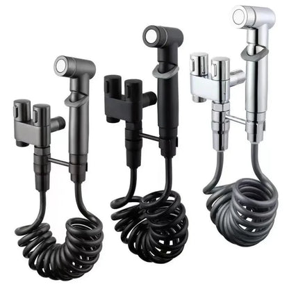 Toilet Cleaning Bidet Toilet Sprayer Set Water Portable Handheld Bidet Sprayer Shower Double Outlet Angle Valve Accessories