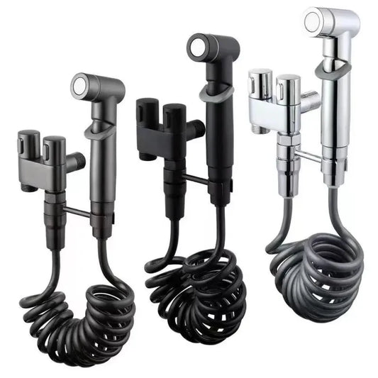 Toilet Cleaning Bidet Toilet Sprayer Set Water Portable Handheld Bidet Sprayer Shower Double Outlet Angle Valve Accessories