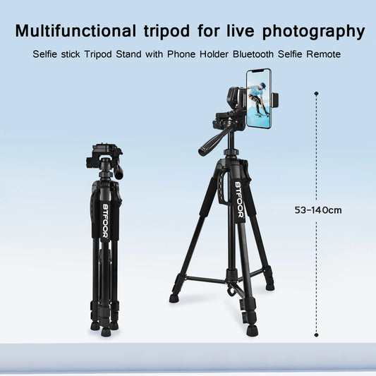 55” Aluminum Tripod Stand – 140cm Camera & Phone Tripod with Pan Head & Quick Release Plate