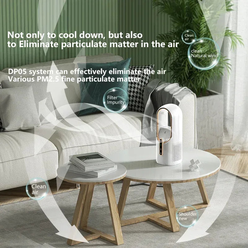 New Portable Mini Air Conditioner, USB Bladeless Cooling Fan, 6 Speed Silent Timed Air Cooler for Home Office