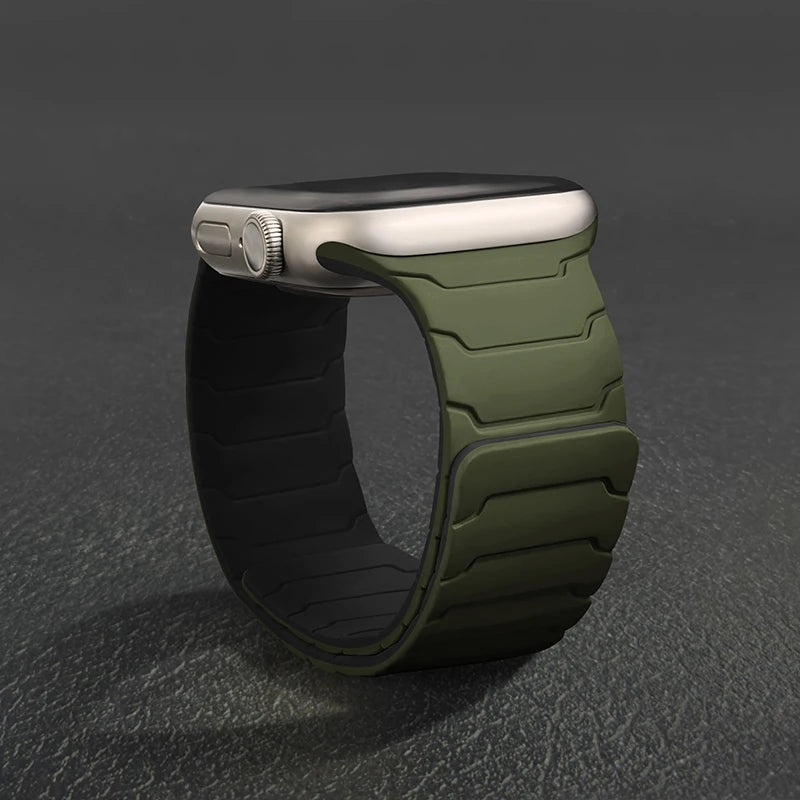 Magnetic Silicone Strap for Apple Watch – Adjustable Band (38–49mm, Ultra & Series Compatible)
