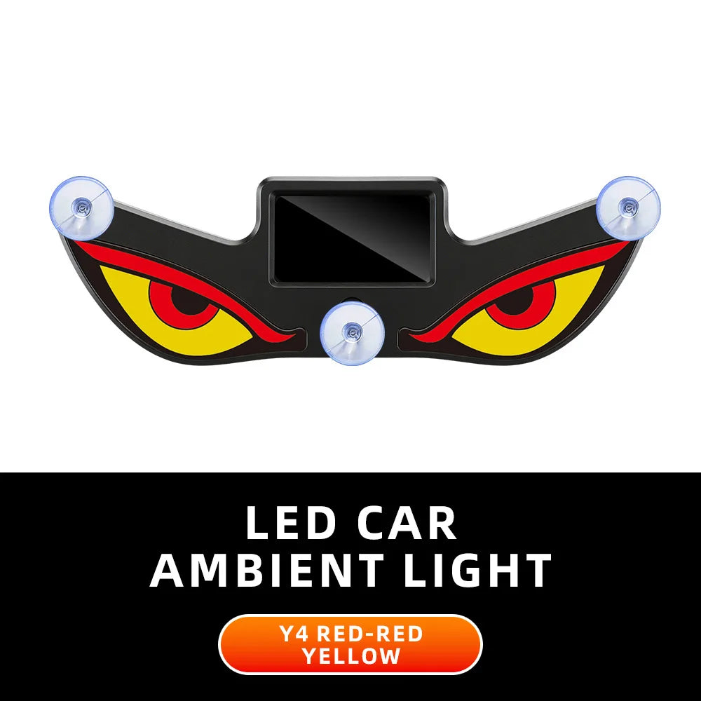Cool DEMON EYE Ambient Light Solar Powered Breathing Neon Light Car Decoration Rear Windshield Atmosphere Lights Car Accessories