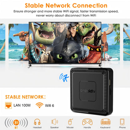 Q7 New Android 14 TV Box 8GB+128GB Smart Network Set-Top Box Supports WiFi 6 Bluetooth 5.0 4K HDR10 Voice Remote Control TV Box