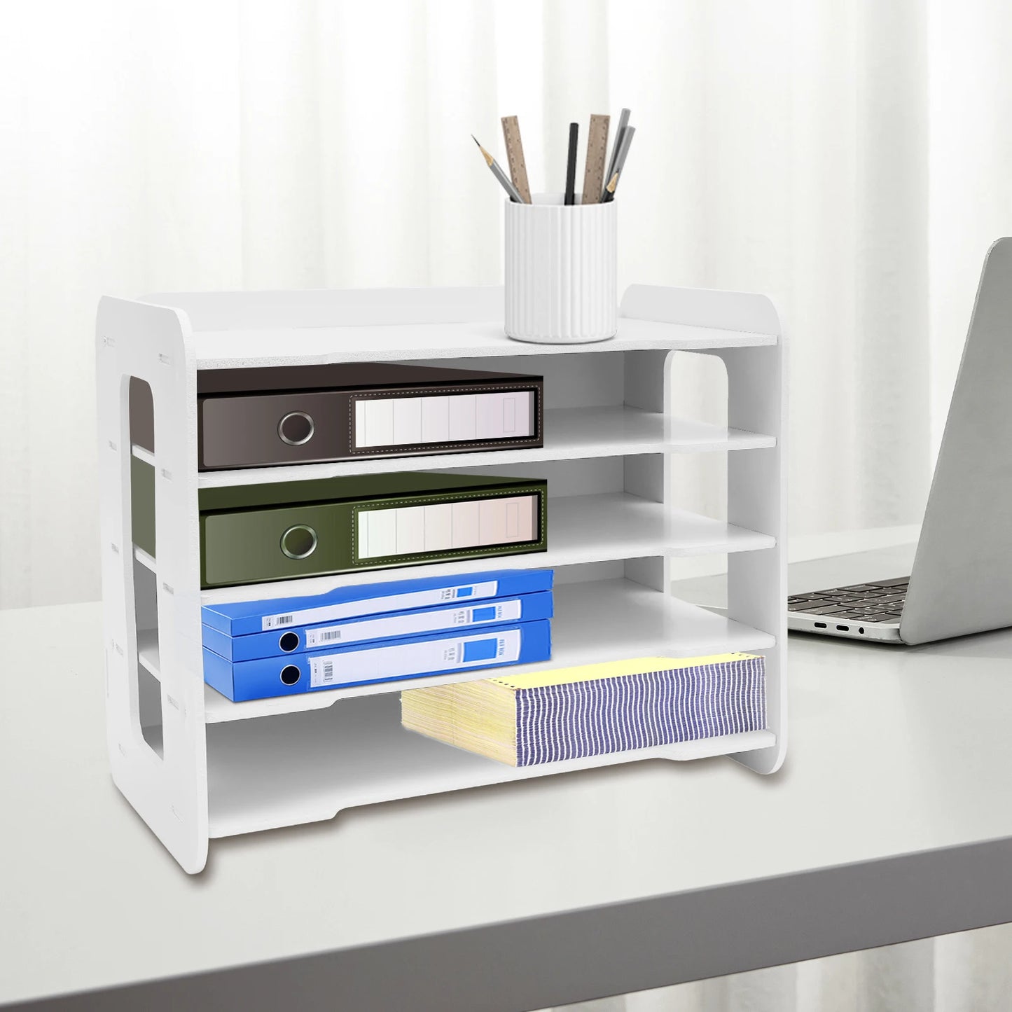 5-Tier Desktop Organizer, Tidy Storage Compartments, Desktop Storage Rack, 10kg Single-Layer Loading Letter Tray for Office Home