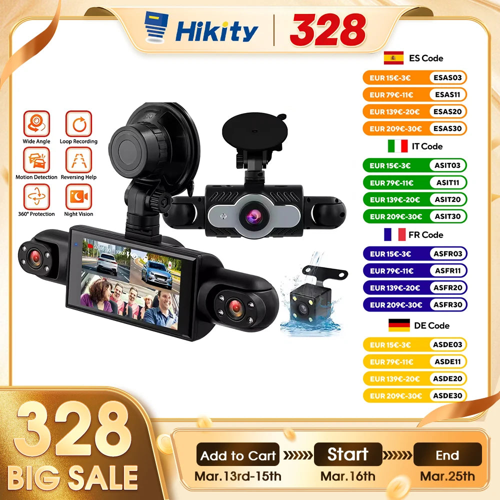 1080P 4-Camera Dash Cam – Full Protection Recording System
