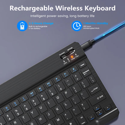 Mini Bluetooth Wireless Keyboard – Rechargeable for Laptop, Tablet & Phone (iOS/Android/Windows)