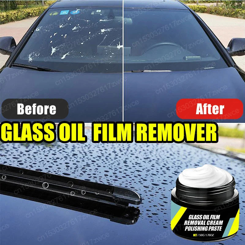 Car Glass Polish & Coating Kit – Windshield Oil Film Remover & Hydrophobic Rain Repellent