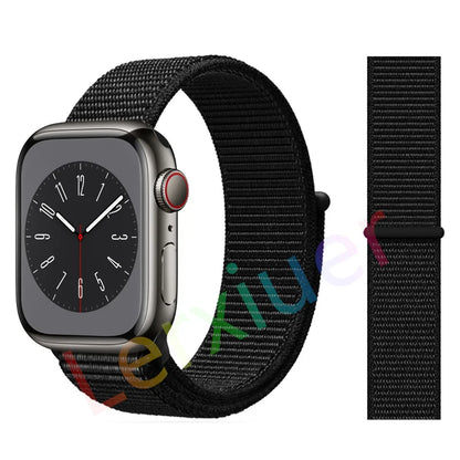 Nylon Loop Strap for Apple Watch Band 46mm 44mm 40mm 42mm 45mm 41mm 49mm 44 mm Bracelet iWatch Series Ultra 2 11 10 9 SE 7 6 5 4