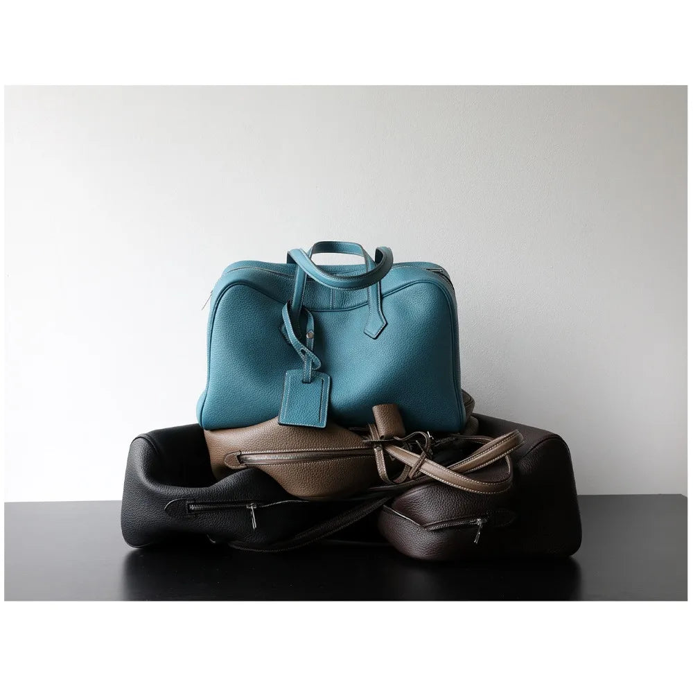 Premium Cowhide Boston Bag – Genuine Leather Large Capacity Women’s Bowling & Messenger Bag