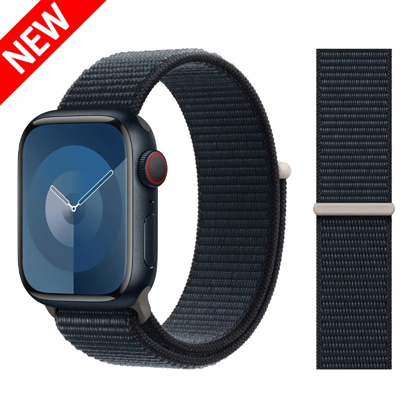 Nylon Loop Strap for Apple Watch Band 46mm 44mm 40mm 42mm 45mm 41mm 49mm 44 mm Bracelet iWatch Series Ultra 2 11 10 9 SE 7 6 5 4