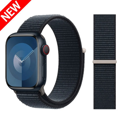 Nylon Loop Strap for Apple Watch Band 46mm 44mm 40mm 42mm 45mm 41mm 49mm 44 mm Bracelet iWatch Series Ultra 2 11 10 9 SE 7 6 5 4