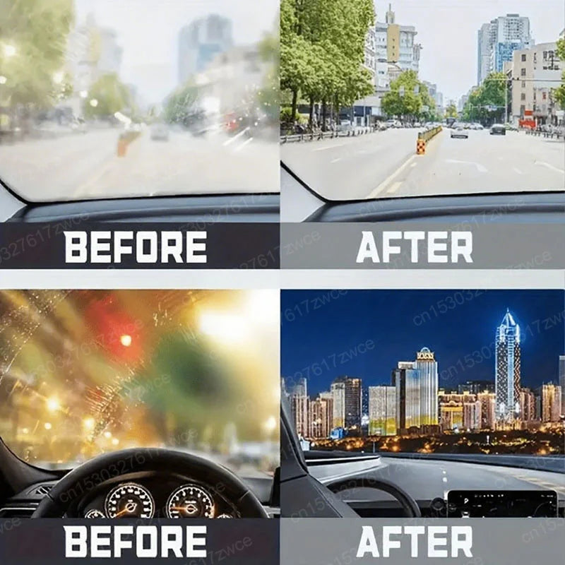 Car Glass Polish & Coating Kit – Windshield Oil Film Remover & Hydrophobic Rain Repellent