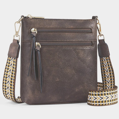 Women’s Double Zipper Crossbody Bag – Casual Retro Shoulder Phone Bag