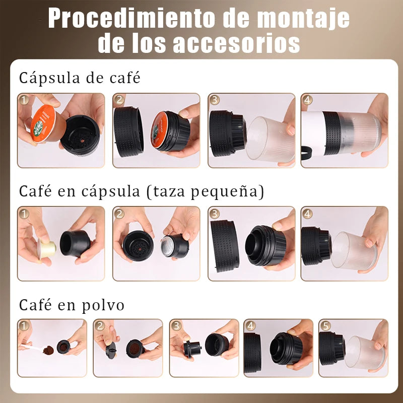 3-in-1 Wireless Electric Portable Capsule Coffee Machine for Car&Home Camping Coffee Maker Capsule Powder Travel Espresso Maker