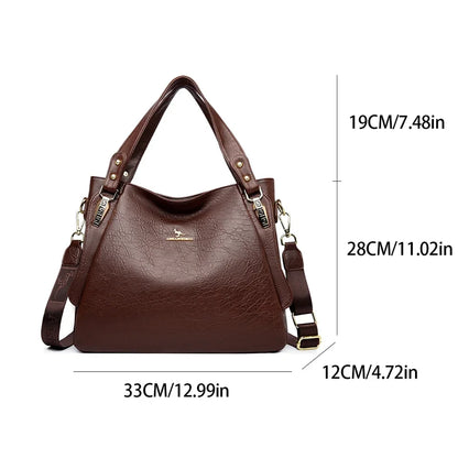 Genuine Soft Leather Women’s Handbag – Large Capacity Top Handle Shoulder & Crossbody Bag