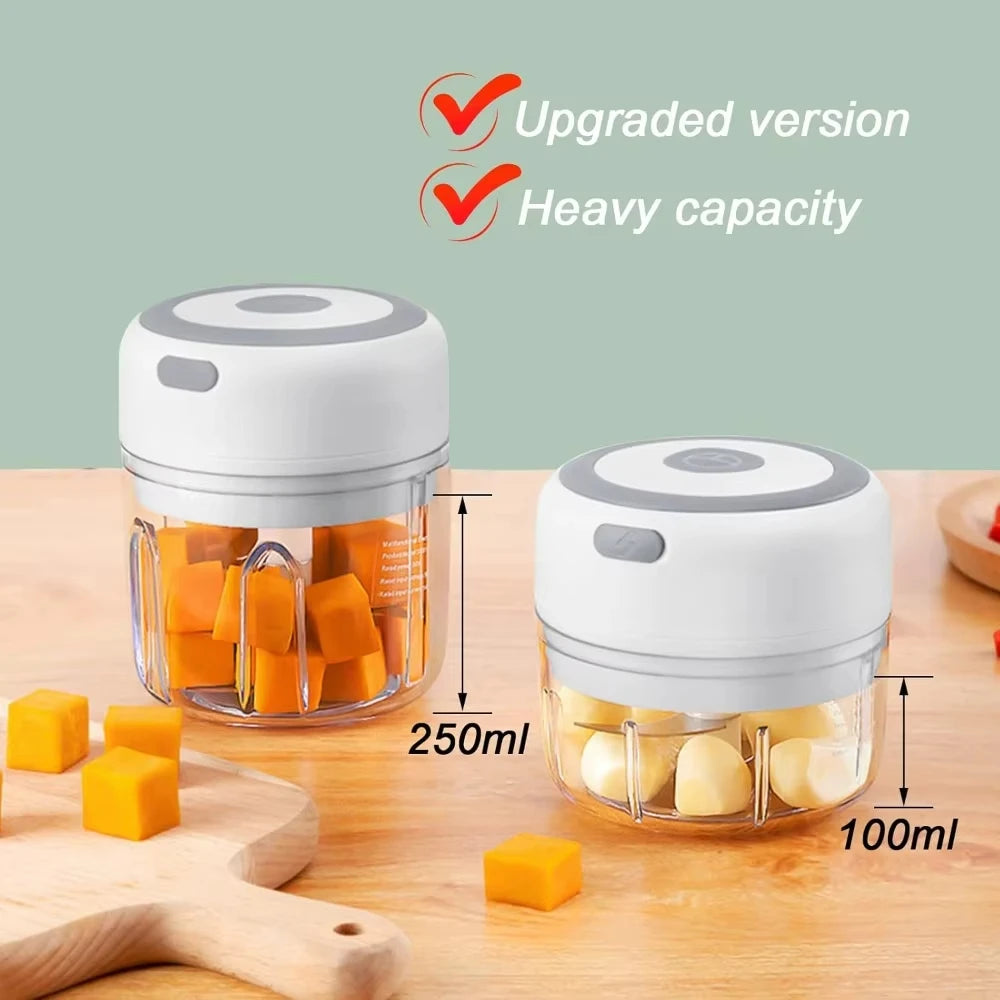 Electric Garlic Mincer 250ml – USB Portable Mini Food Chopper for Vegetables & Onion