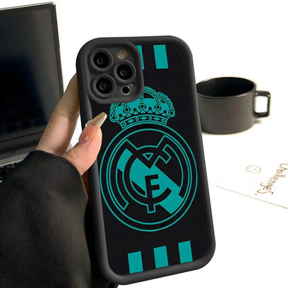 R-Real M-MadridE-S Phone Case Simple Solid Color Frosted Silicone For IPhone 17 16 13 12 15 14 Promax Plus All Inclusive Drop P