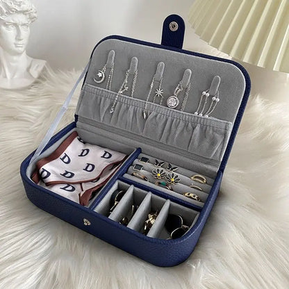 Portable Jewelry Box – Travel Organizer Case with Soft Chenille Interior
