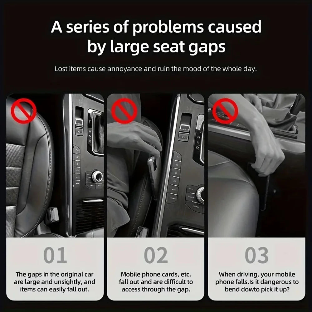 2PCS Car Seat Gap Filler Organizer – PU Waterproof Gap Plug with Storage Slots