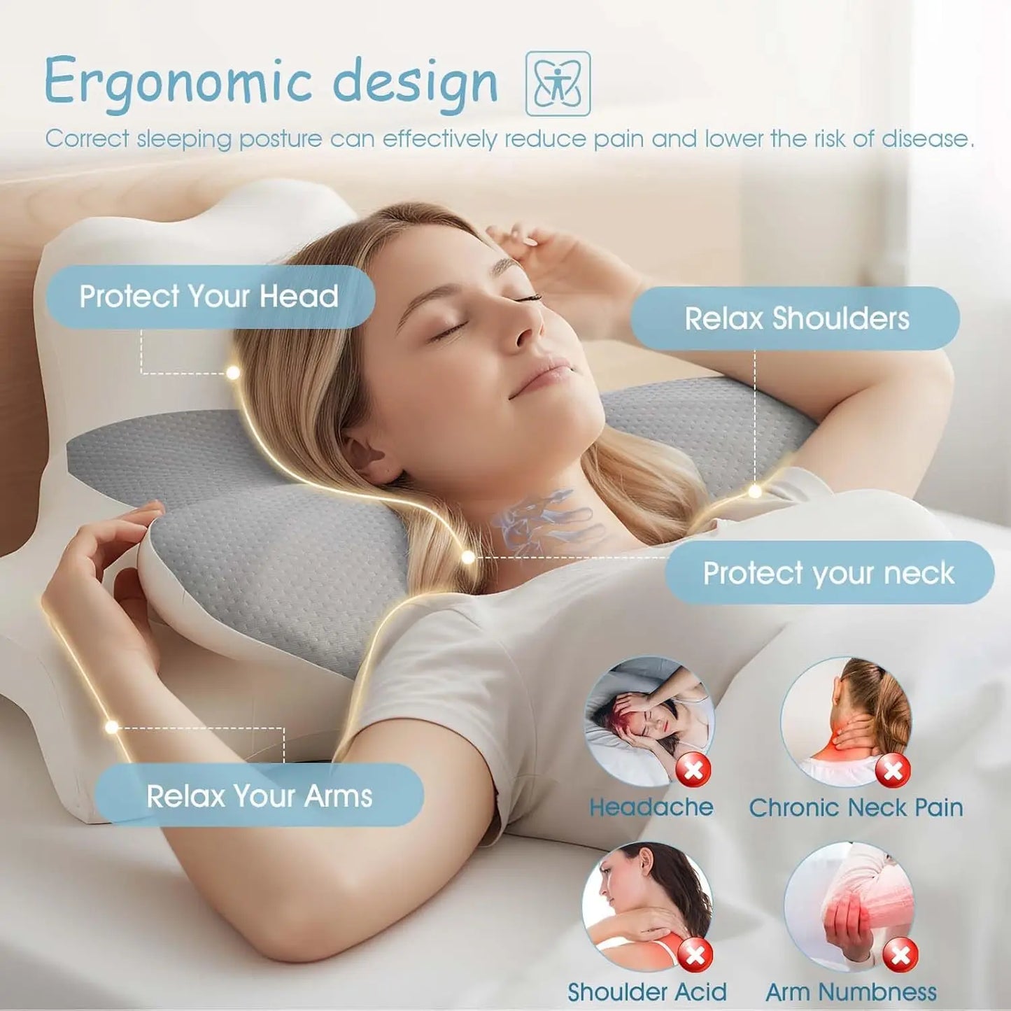 Cooling Memory Foam Cervical Pillow – Ergonomic Neck & Shoulder Support