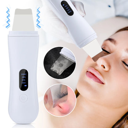 Ultrasonic Skin Scrubber – 4 Mode Facial Deep Cleansing & Lifting Device