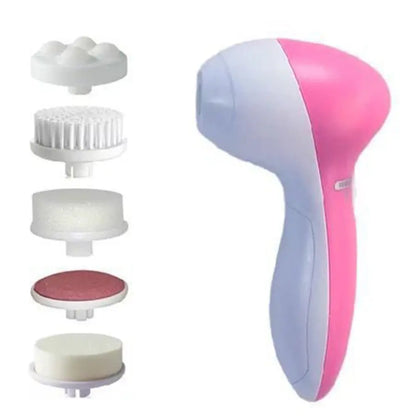 5-in-1 Electric Facial Cleansing Brush – Deep Clean & Skin Care Massager