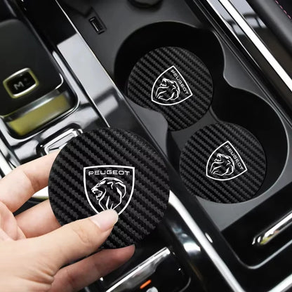 2Pcs Car coaster water anti slip pad silicone waterproof interior accessories For New Peugeot 206 208 207 3008 308 2008 107 508