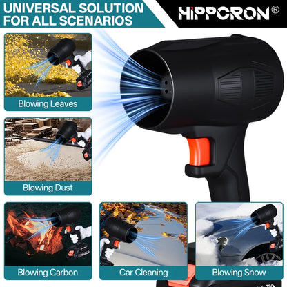 HIPPCRON 30000RPM Cordless Leaf Blower Handheld Leaf Blower Portable Electric Turbo Fan Dust Snow Blowing For Makita 21V Battery