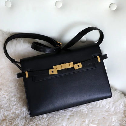 Genuine Leather Women’s Shoulder Bag – Retro Messenger Handbag (Brown/Black)