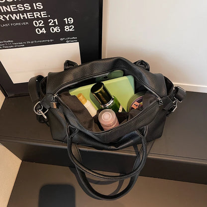 Luxury Women Shoulder Bag Soft Leather Retro Solid Color Crossbody Bags Large Capacity Handbags Fashion Travel Commuter Tote Sac