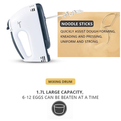 Electric Food Cake Dough Mixer DIY Set 7 Speed Control Beaters 1.7L Rotating Mixing Bowl Kitchen Multi Blender 100W EU plug