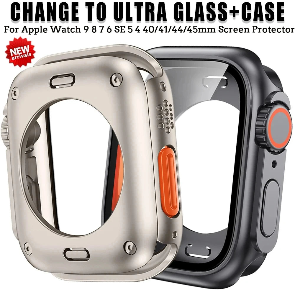 Apple Watch Bumper Case with Screen Protector – Hard PC Front & Rear Cover (40–45mm, Series Compatible)