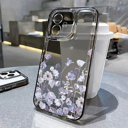 Flower Phone Case For iPhone 16 13 15 11 12 14 17 Pro Max Air 16E XS XR 7 8 SE Shockproof Transparent Cover Silicone Soft Fundas
