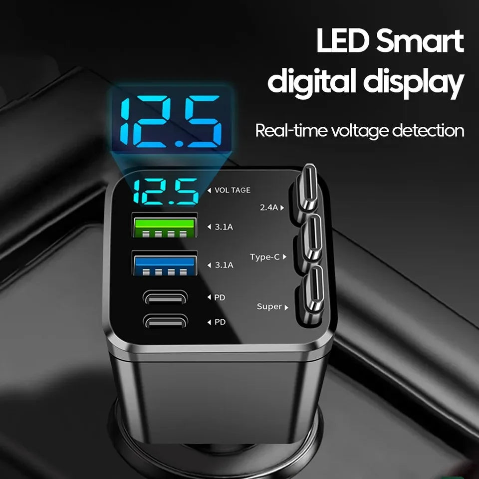50W Car Charger PD30W – Fast Charging Cigarette Lighter Adapter with Voltage Display