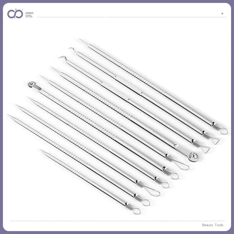 4–11PCS Blackhead Removal Tool Kit – Tweezers & Acne Needle Set