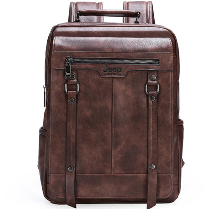 JEEP Brand Men leather backpacks Urban fashion 14inches laptop school bags Business casual Waterproof mochila EASTPAK 30L New