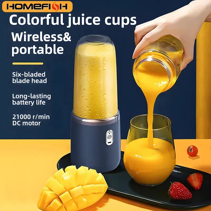 Portable Electric Juicer 400ml – USB Rechargeable Smoothie Blender for Fruit & Citrus