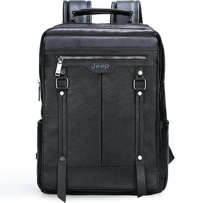 JEEP Brand Men leather backpacks Urban fashion 14inches laptop school bags Business casual Waterproof mochila EASTPAK 30L New