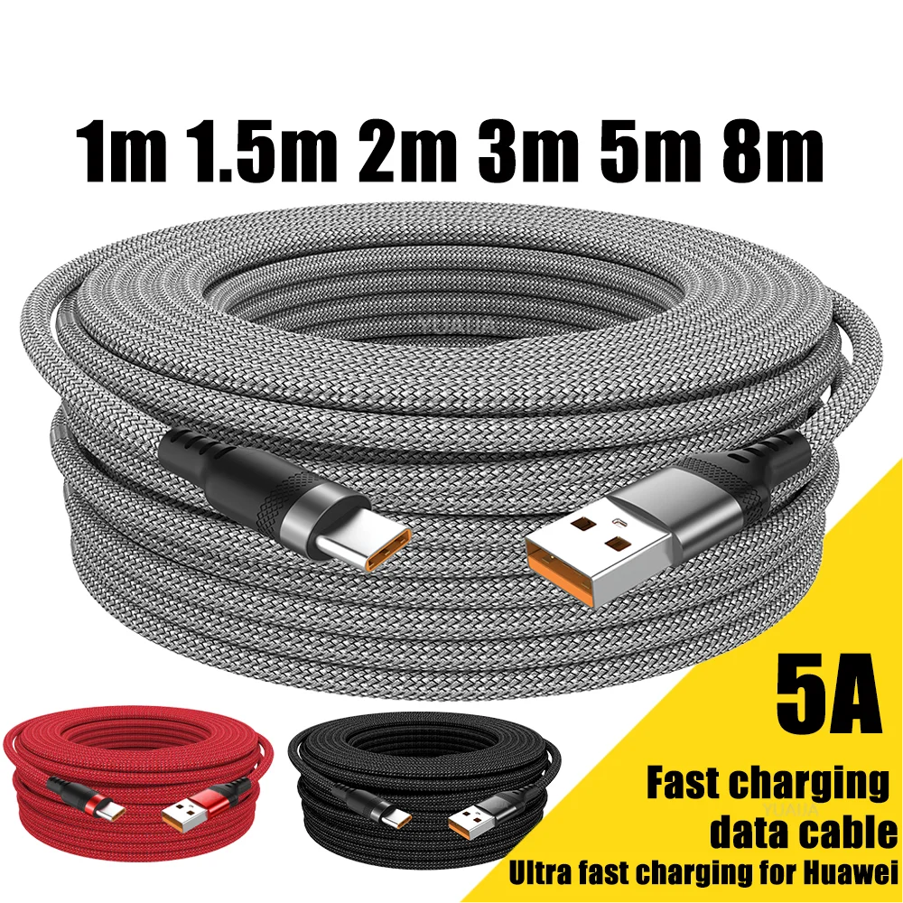 USB-C Fast Charging Cable 5A – Super Fast Charge for iPhone 15/16/17, Samsung, Huawei & More