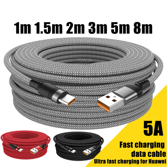 USB-C Fast Charging Cable 5A – Super Fast Charge for iPhone 15/16/17, Samsung, Huawei & More