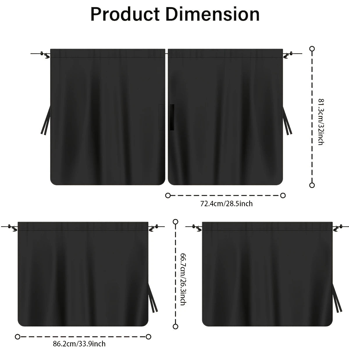 4PCS Car Privacy Curtain Set – Detachable Window Shades for Travel & Camping