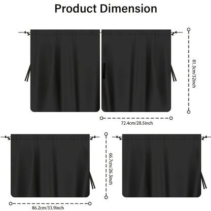 4PCS Car Privacy Curtain Set – Detachable Window Shades for Travel & Camping