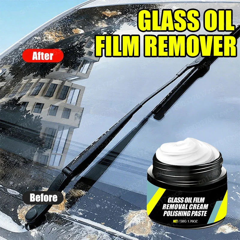 Car Glass Polish & Coating Kit – Windshield Oil Film Remover & Hydrophobic Rain Repellent