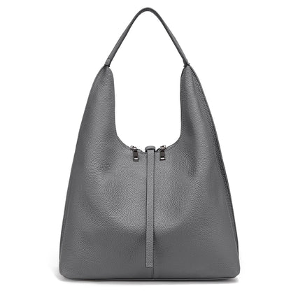Zency Genuine Leather Hobo Bag – Large Capacity Cowhide Shoulder Tote for Women